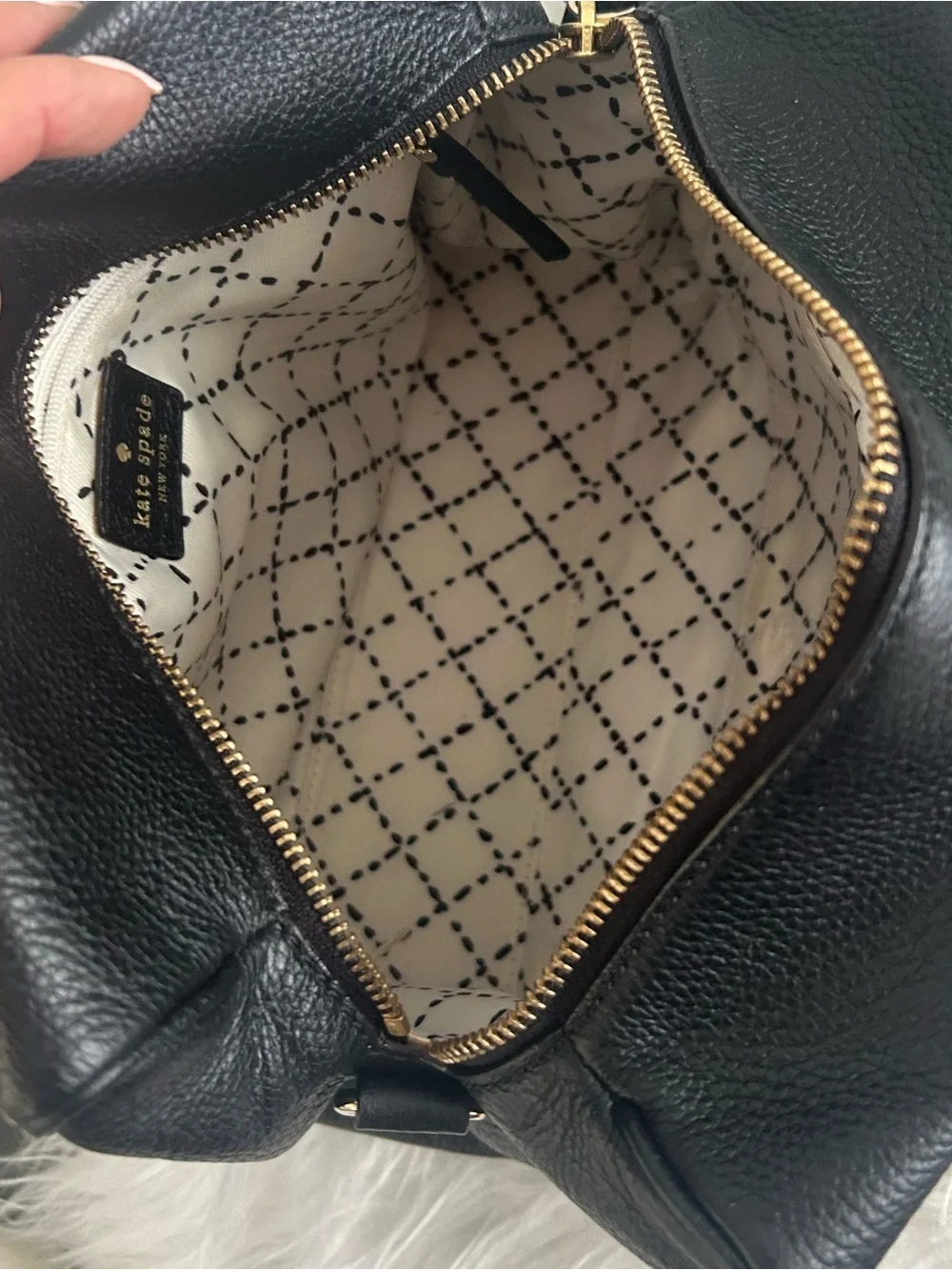 Kate Spade Black Pebbled Leather Satchel Crossbody Shoulder Bag Zip Top everyday